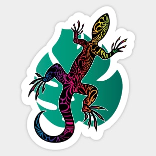 Rainbow Doodle Pattern Lizard Sticker